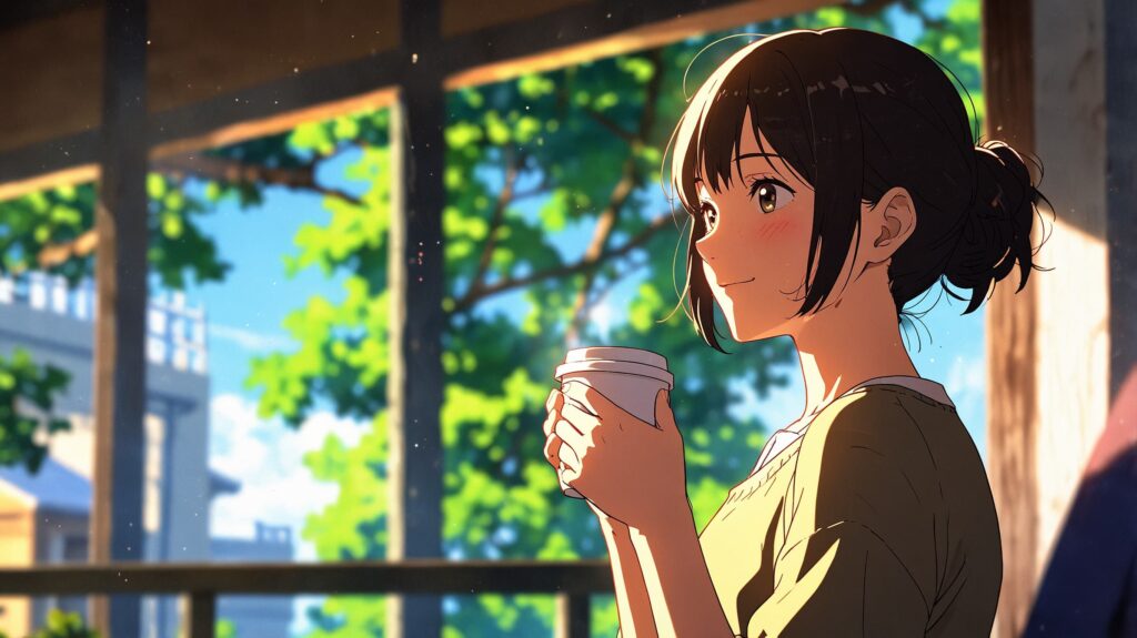 woman smiles gently