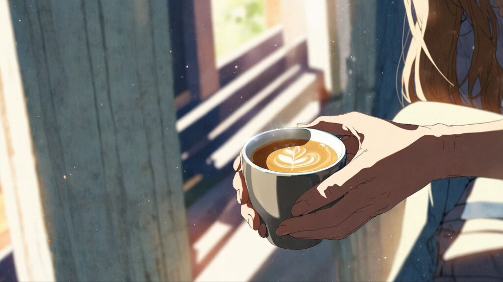 朝のコーヒーと柔らかな光