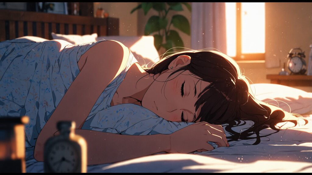 静かな眠りと朝の光
