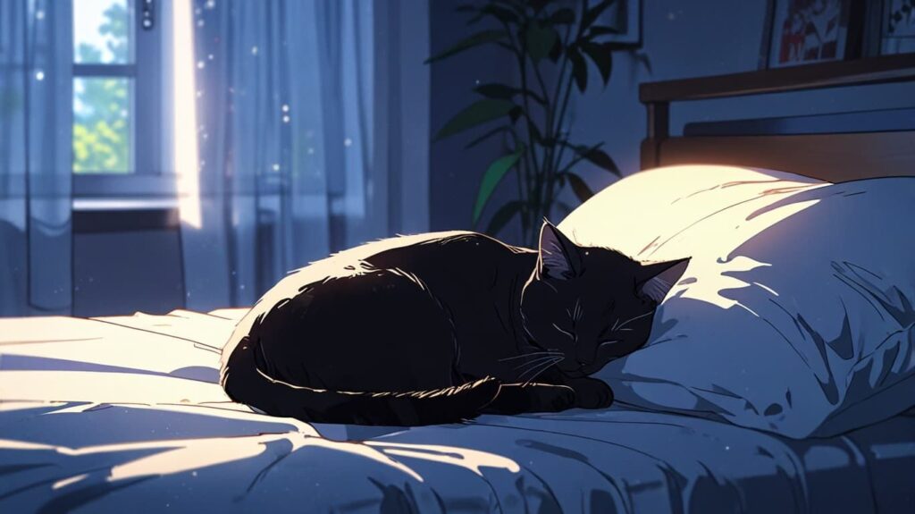 眠る黒猫ルナ