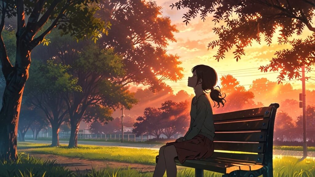 夕方の公園と静かな余韻