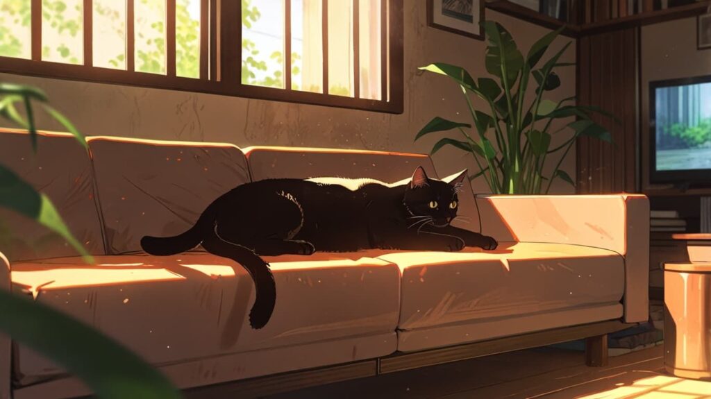 黒猫と穏やかな夕べ